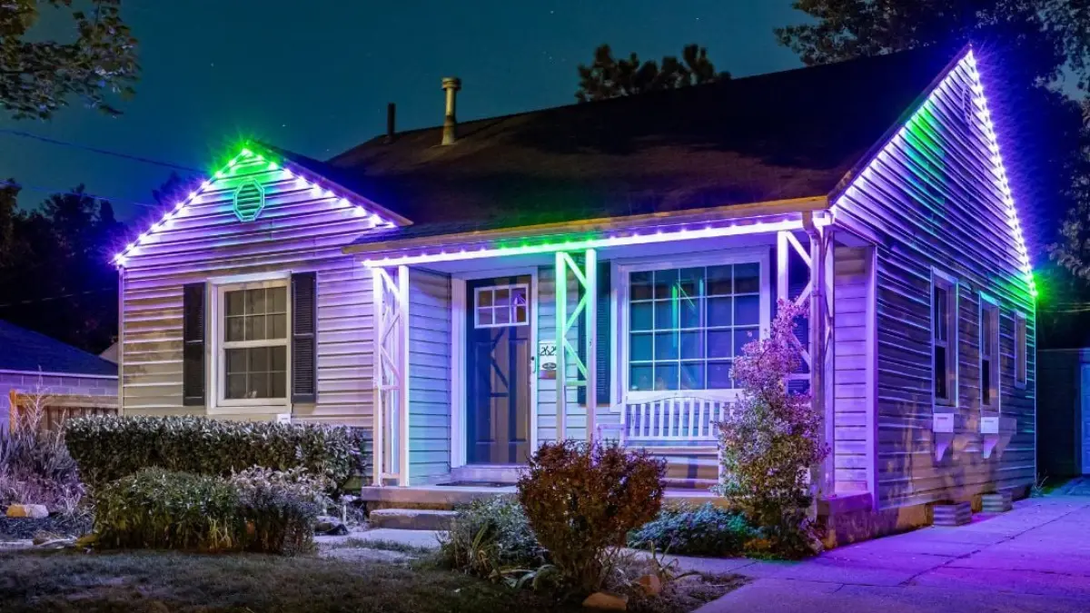 Halloween themed LED lighting in orange & purple